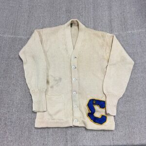 Vintage Letterman Cardigan Mens Medium White 1940s Kagen's